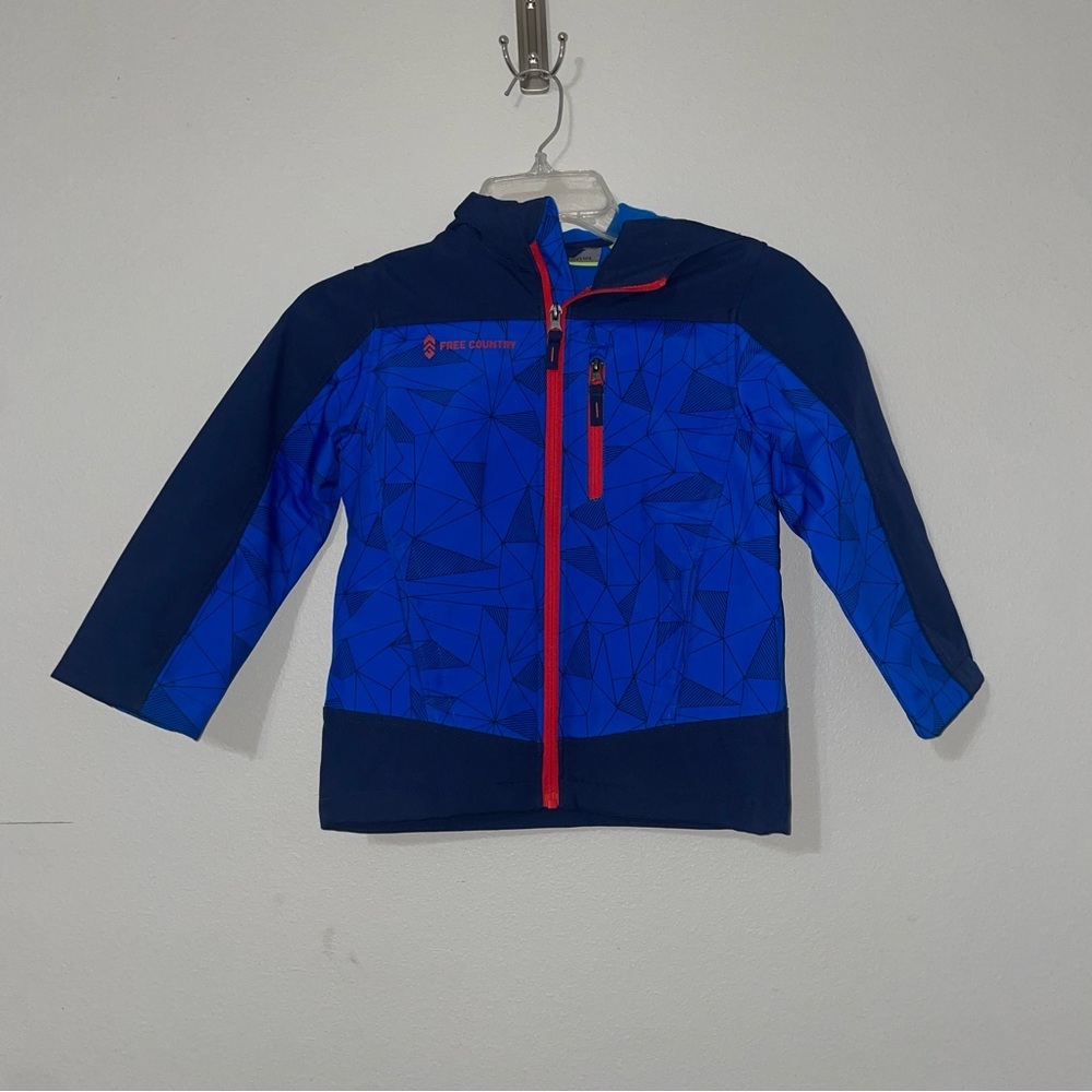 Free Country Blue Red‎ Boys Hooded Jacket Ski Size Medium 5/6 LIKE NEW